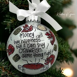 Cajun Christmas Cheer: Crawfish & Happiness Ornament! Custom Personalized Gift